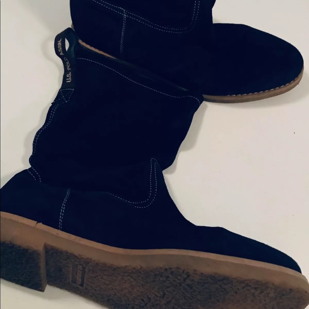 US Polo Assn  Black SuedeAnkle Boots. US 11